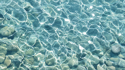 小石が透けて見える青緑の水面