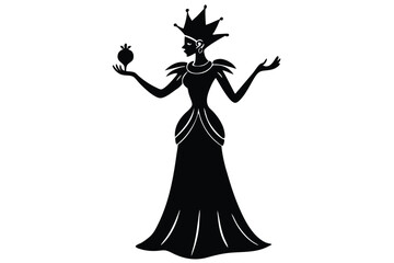 Hand drawn drag queen silhouette holding a crown