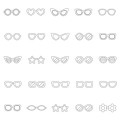 Sunglasses Outline Collection – Minimal Line Art Summer Eyewear Icons