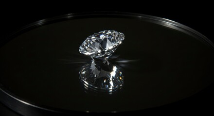 A flawless diamond, reflecting light beautifully on a dark surface