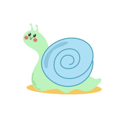 Smiling snail character with large expressive eyes and curly shell.
 Great for kids’ projects, storybooks, and fun learning visuals.