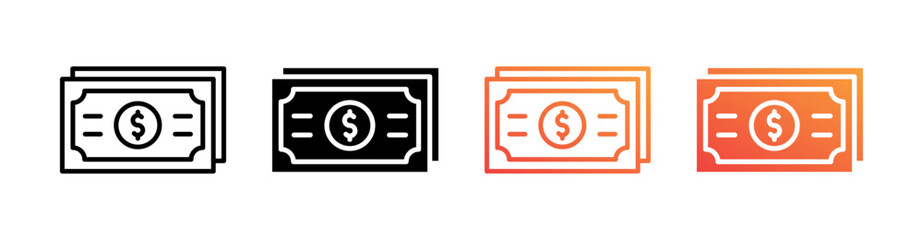 Money Multiple Style Icon Set Vector 