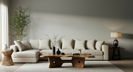 A bright and airy living space with a neutral color palette, and stylish furniture
