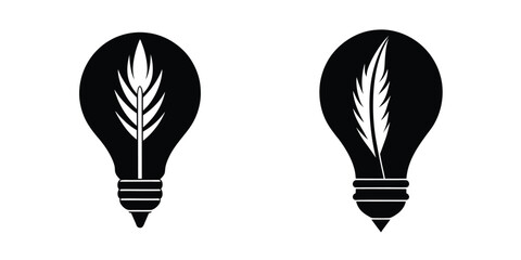 Light Bulb Formed By A Stylized Feather Symbolizing Inspiration Isolated on White Background