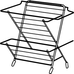 Drying rack outline vector illustration, line art