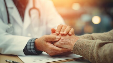 Compassionate Care of A Doctor’s Reassuring Touch in Sunlit Clinic