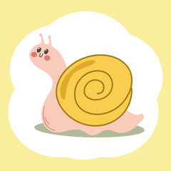 Adorable cartoon snail illustration with a cheerful face.
 Ideal for preschool activities, wall art, or educational decor.
