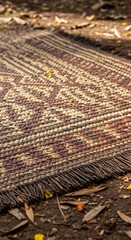 Intricate Woven Mat Design: Outdoor Traditional Weaving Pattern on the Ground with Texture