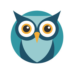 Flat vector illustration of a cute cartoon owl in a simple modern geometric style