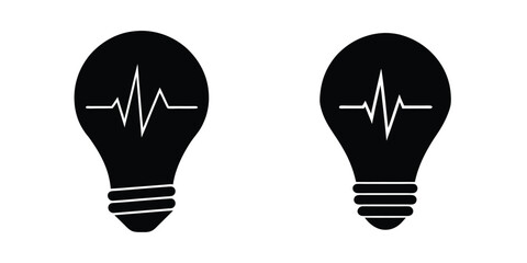 Light Bulb Shaped From A Heartbeat Line Symbolizing Vitality Isolated on White Background