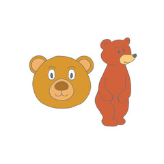 Cute Cartoon Vector of Bear Paw and Bear Head – Animal Character Illustration for Kids Design, Mascot, Decoration, or Logo Elements