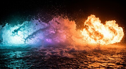 Fototapeta premium Explosive water and fire show