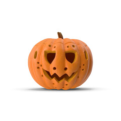 Jack-o'-lantern pumpkin with carved face isolated on transparent background