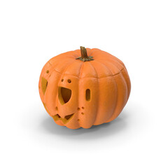 Jack-o'-lantern pumpkin with carved face isolated on transparent background