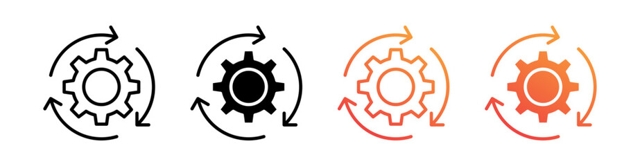 Continuous Multiple Style Icon Set Vector 