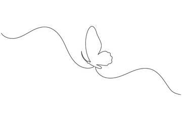 Continuous line butterfly outline in minimalist single line drawing style