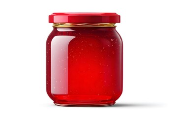 Stock photo of red jam jar isolated on white background for food photography