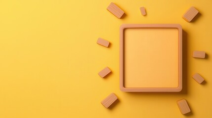 Square alert card with rounded edges and corner icons, flat design illustration