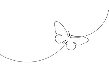 Continuous line butterfly outline in minimalist single line drawing style