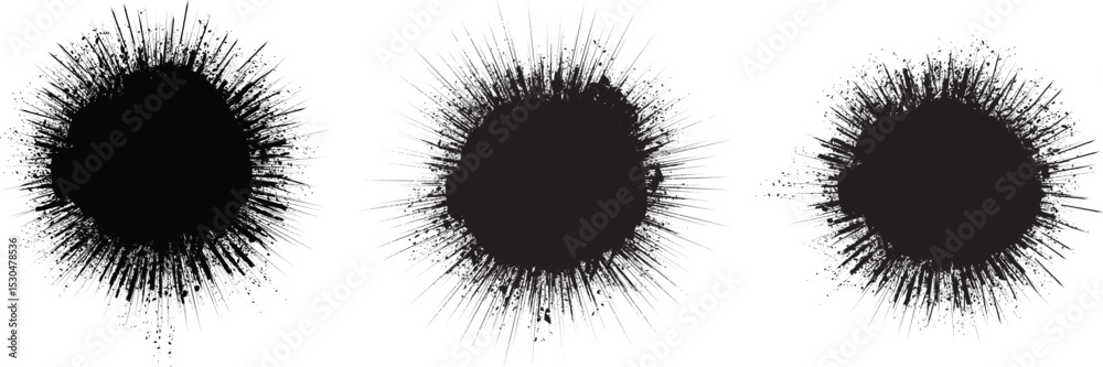 Poster collection of ink splashes for explosion effect .set of black spray paint effect .fireworks explosio
