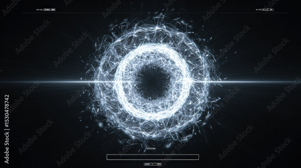 Leinwandbilder Retina Scan Visualization Featuring Advanced HUD Elements With Clear Text Area at the Bottom for Data Input or Information Display