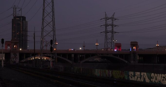 Los Angeles Police units drive through Los Angeles, California, USA.