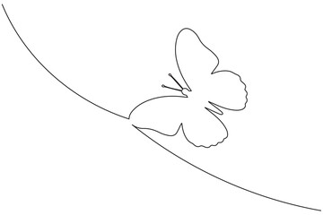 Continuous line butterfly outline in minimalist single line drawing style