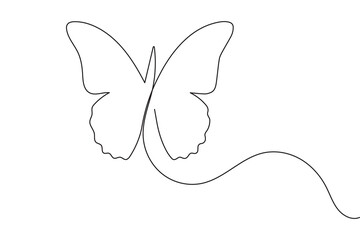 Fototapeta premium Continuous line butterfly outline in minimalist single line drawing style