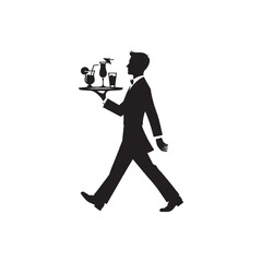 a waiter carrying drinks
