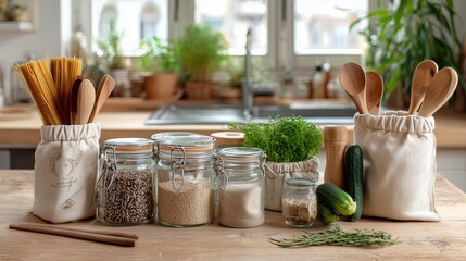 Sustainable Serenity a Zero-Waste Kitchen Bathed