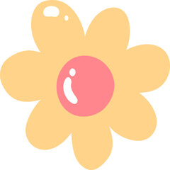Minimal five-petal flower illustration with yellow center in cute pastel style