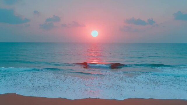 Serene Sunset at the Beach: A Peaceful Coastal View