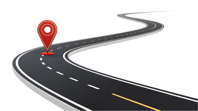3d road navigation with pin pointer white background
