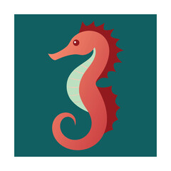 Vibrant cartoon illustration of a playful seahorse swimming against a teal green background