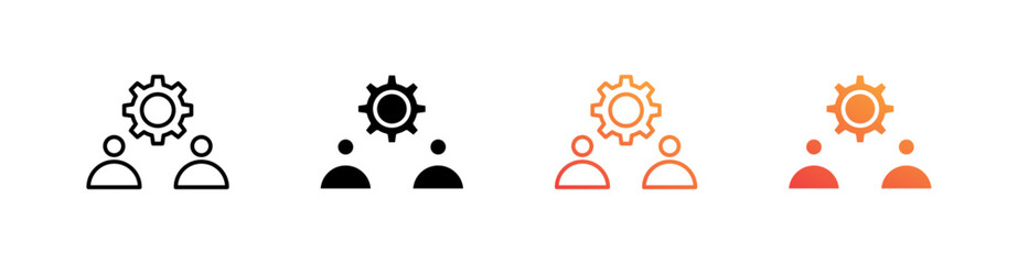 Team Management Multiple Style Icon Set Vector 