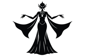 Hand drawn drag queen in open gown with necklace