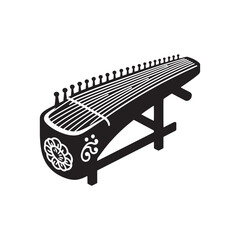 Modern Koto Vector - Clean Koto Silhouette - Cultural Instrument Illustration.