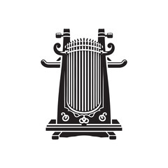 Minimalist Koto Silhouette - Koto Vector Art - Traditional Japanese Instrument Illustration.