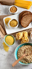 Different types of cereals and grains