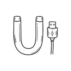 An Illustration of letter U next to USB cable