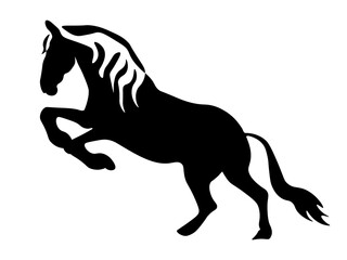 Black and white logo. Black horse. silhouette