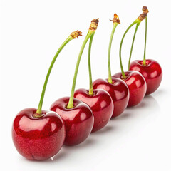 PNG Fresh ripe cherries in line, element set on transparent background