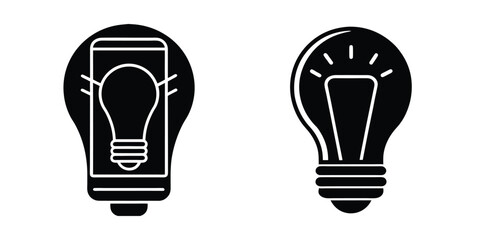 Light Bulb With Smartphone Outline Symbolizing Mobile Ideas Isolated on White Background