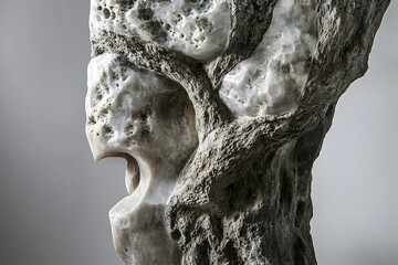 a stone sculpture of a tree