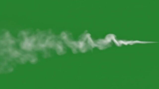 A smoke rising from right to left in green screen