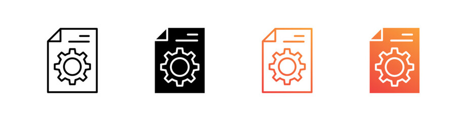 Document Setting Multiple Style Icon Set Vector 