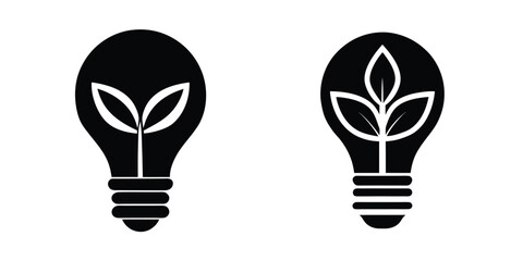 Light Bulb With Stylized Leaf Sprouting Symbolizing Eco Innovation Isolated on White Background