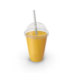 Juice in plastic cup isolated on transparent background