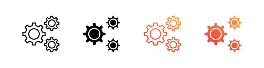 Cog Multiple Style Icon Set Vector 
