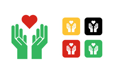 Hands holding a heart Charity and Care Icon